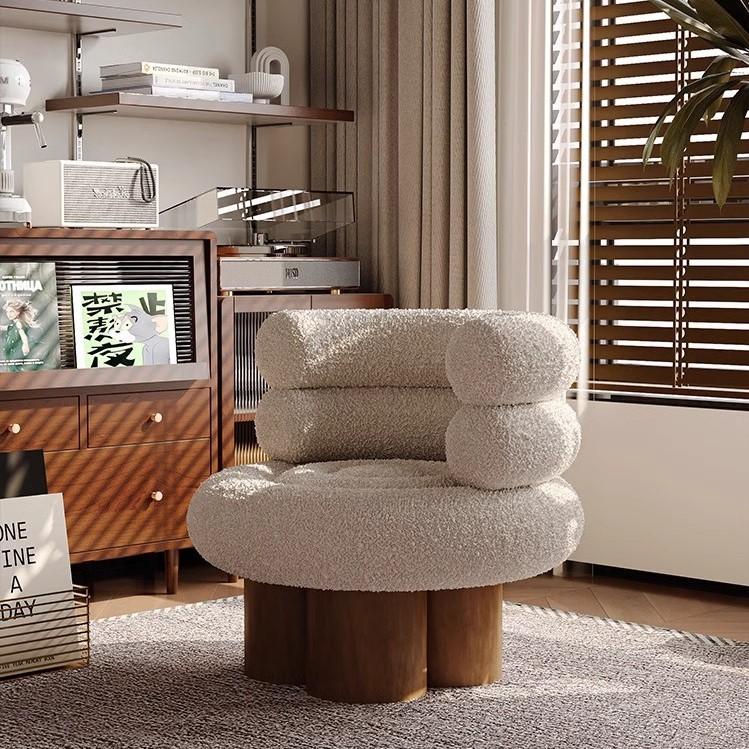 Ghế sofa vải len cừu Teddy hình tổ chim kiểu Pháp SAB525 8