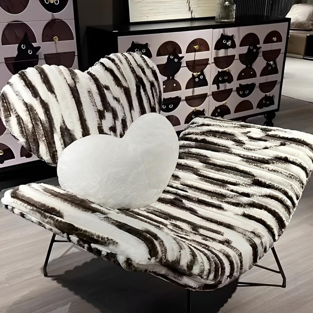 Ghế sofa thư giãn vải nhung lông thỏ hình trái tim FAD417 18
