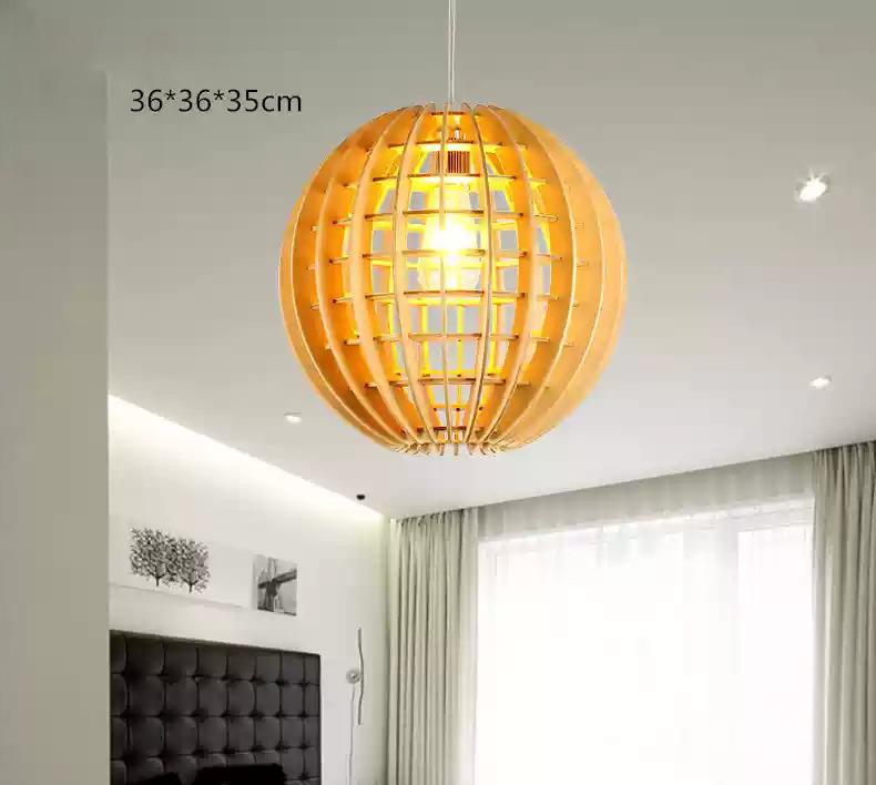 Đèn thả trần bằng gỗ hình cầu độc đáo HM612 6