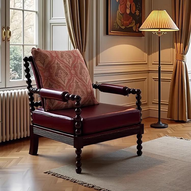 Sofa đơn gỗ óc chó cao cấp Vintage kiểu Mỹ SAB622 17