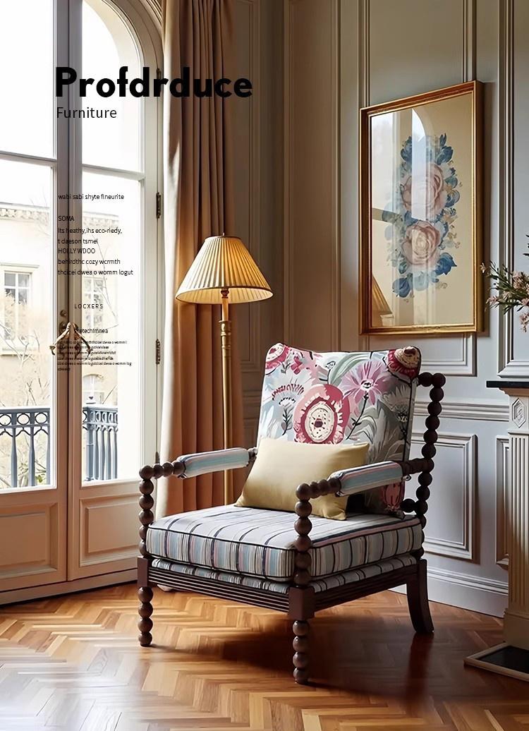 Sofa đơn gỗ óc chó cao cấp Vintage kiểu Mỹ SAB622 9