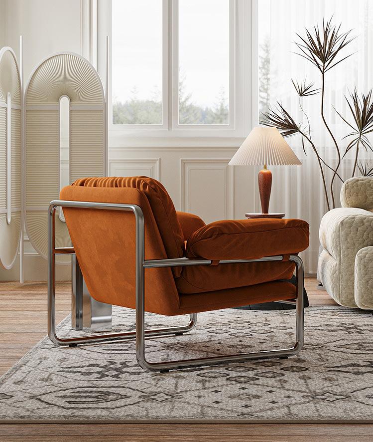 Sofa đơn khung inox bọc vải nhung hiện đại Italia SAB858 8