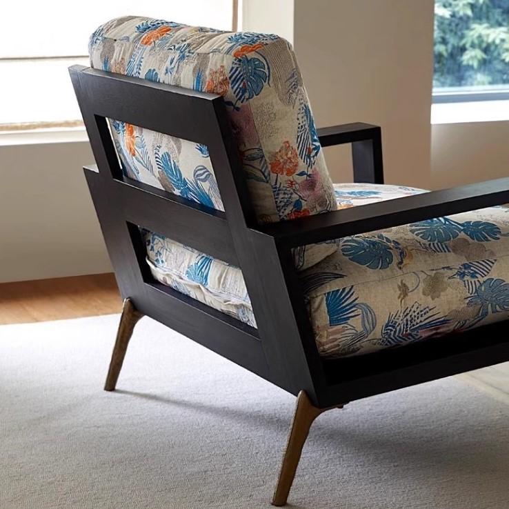 Sofa đơn vải thêu họa tiết phong cách cổ điển SAB248 13